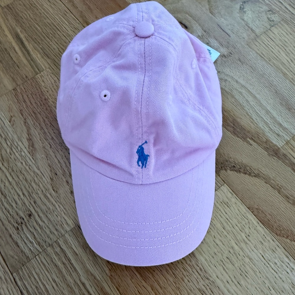 Ralph Lauren Pink Cap with Blue Polo Accent
